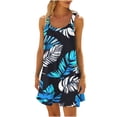 thumbnail image 2 of Nmnitkp Dresses for Women Sleeveless Spaghetti Strap Tropical Print Loose Mini Dress, Summer Casual Beach Vacation Dress with Ruched Bust & Flowy Hem Boho Dresses Navy,S, 2 of 5