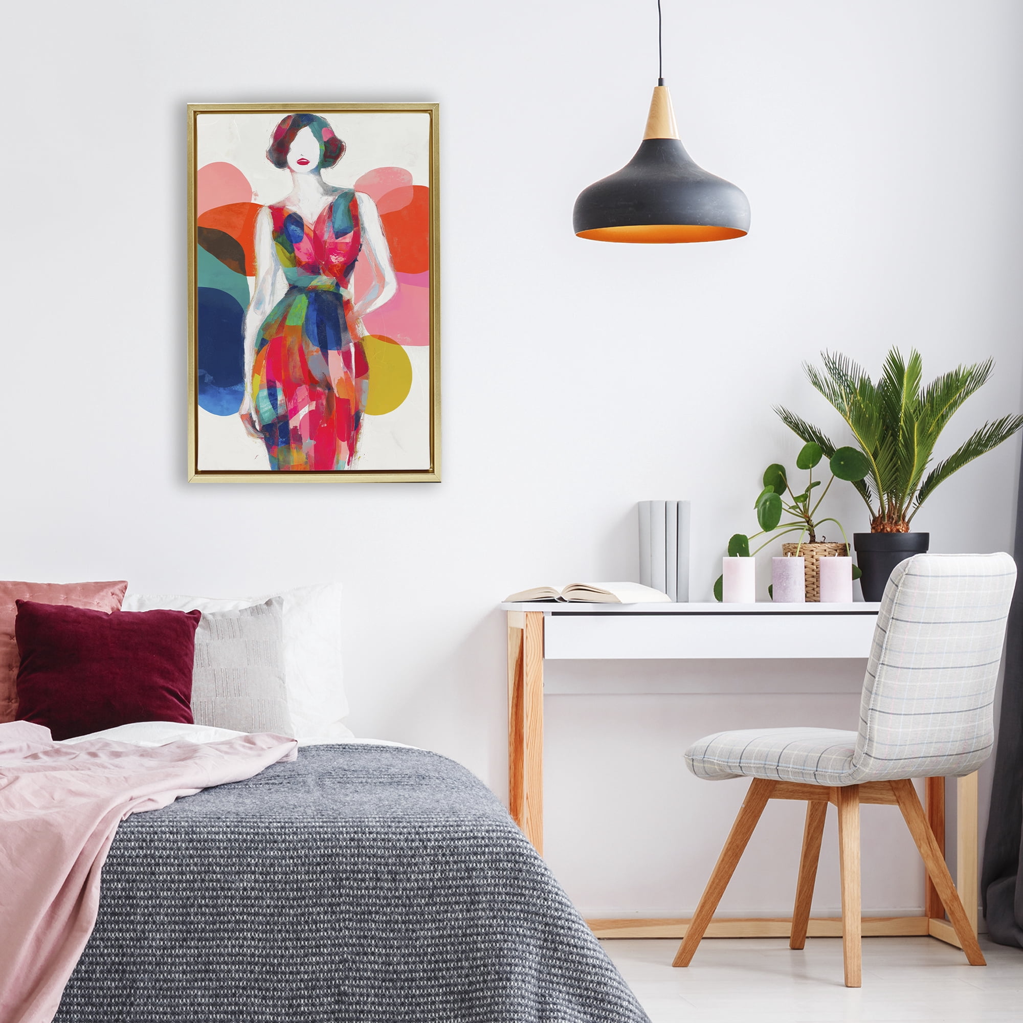 Stupell Industries Deco Fashion Woman Gold Framed Floater Canvas Wall Art, design by Chromatic Storm Studio