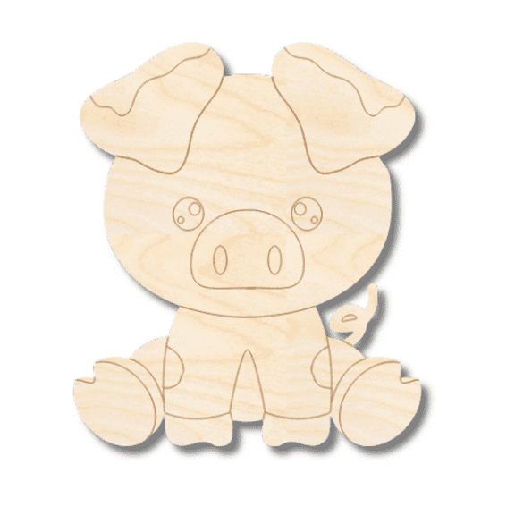 Unfinished Wood Etched Pig Shape 14" / 1/8"