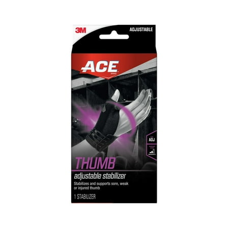 ACE Brand Deluxe Thumb Stabilizer, Adjustable Brace, Black
