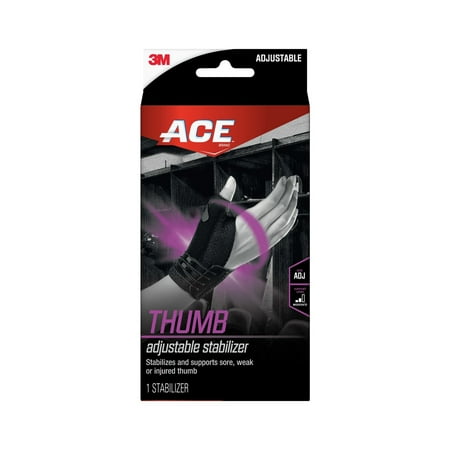 ACE Brand Deluxe Thumb Stabilizer, Adjustable Brace, Black