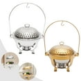 thumbnail image 2 of Griptix 4 5L Round Stainless Steel Chafing Dish Sets Gold Accent Buffet Set Warming Tray, 2 of 7