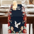 thumbnail image 3 of Table Runners 108 Inches Long Dress Scarves, Navy Blue Crane Farmhouse Coffee/Dining/Kitchen Table Runner for Living Room, Vintage Red Teal Spring Floral Botanical 13x108 Inch, 3 of 9