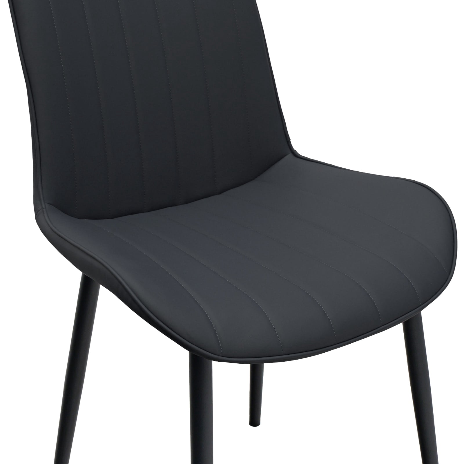 MAYEERTY Black Red PU Leather Dining Chairs with Metal Legs, Wave Pattern Upholstered Armless Chair Set of 2 for Kitchen, Restaurant, Living, Meeting Room