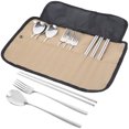 thumbnail image 1 of Shisuyan Portable Travel Utensils Set Camping Tableware Organizer 1 Set Silver Stainless Steel, 1 of 9