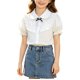 thumbnail image 2 of Odeerbi Camisa de Vestido de Algodón de Las Niñas Flor Bordado de Manga Corta Uniforme de La Escuela Con Bolsillo, 2 of 9
