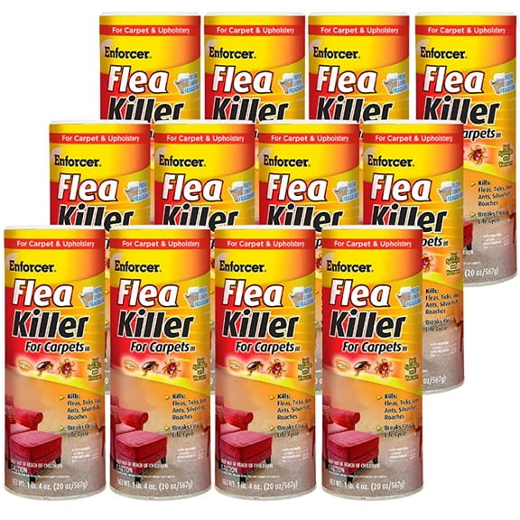 Enforcer Flea Killer for Carpet - Fresh Linen Fragrance - 20 oz (Case of 12) EFKIR203 - Kills Fleas, Ticks, Lice, Ants, Silverfish, Roaches and More