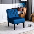 thumbnail image 2 of 53" Dark Blue Velvet Chair, Button With Comfort Foam Cushion For Small Spaces 2piece, Armless, Velvet, Accent, 2 of 2