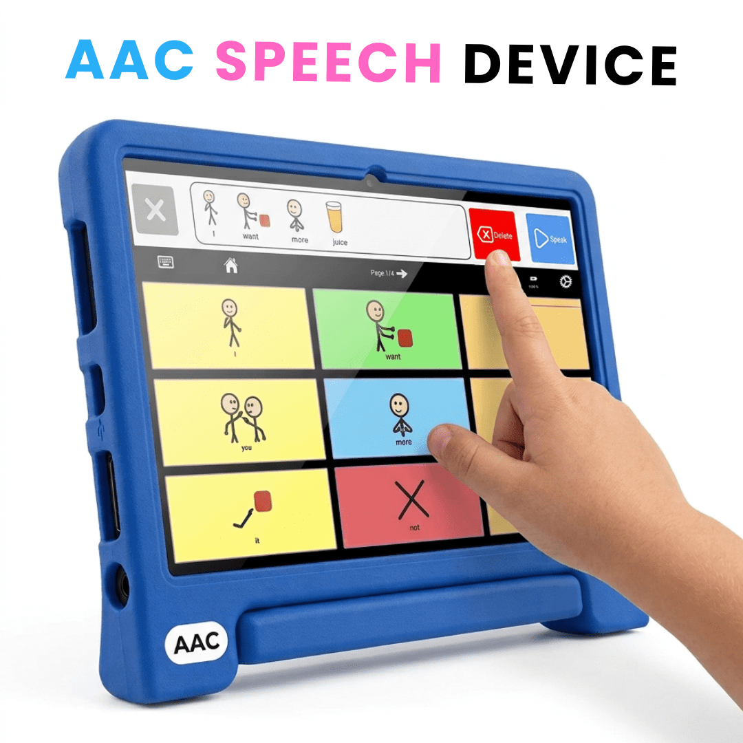 TalkingTiles AAC Device Communication Tablet for Autism and Speech Therapy + Case Blue 1-Pack