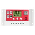 thumbnail image 2 of Solar PWM Charge Controller with LCD Display, Dual USB Outputs, 12V/24V 30A, Compatible with Lithium & Acid Batteries, Overcurrent & Short Circuit Protection, 2 of 7