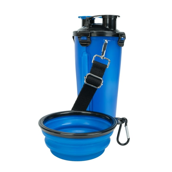 Perfect Solutions Duo Pet Travel Feeder With Collapsible Bowl And Adjustable Crossbody Strap