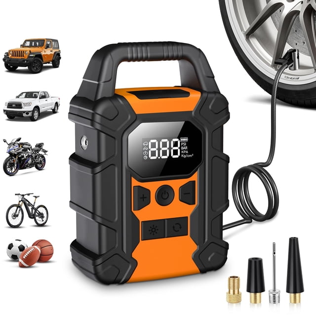 Compresor de aire portátil OMQ para inflar neumáticos, 150 psi, con luz LED
