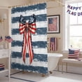 thumbnail image 5 of Independence Day Bow Shower Curtain, 72" x 84", 4th of July American Flag Star Blue Stripe Waterproof Bathroom Curtain Washable Shower Curtain Set with 12 Hooks, 5 of 9