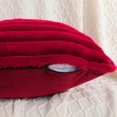 thumbnail image 3 of SURJDE Burgundy Striped Decorative Throw Pillow Covers 26x26 Inch Set of 2,Wine Red Square Fall Decorations Couch Euro Pillow Shams,Soft Cozy Faux Rabbit & Velvet Back,Modern Home Decor for Be, 3 of 6