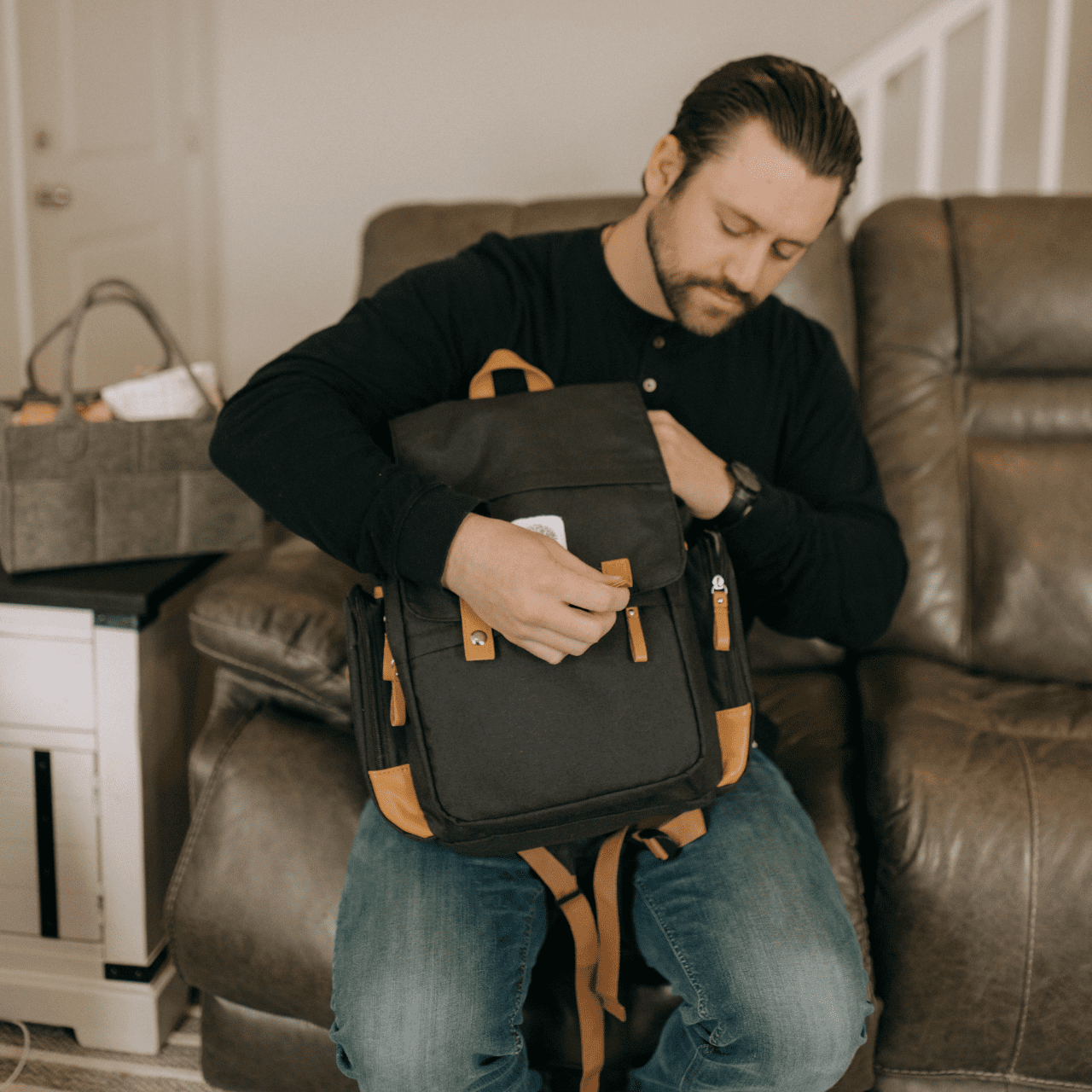 Parker Baby Co. Diaper Backpack with Changing Pad, Insulated Pockets & Stroller Straps, Black