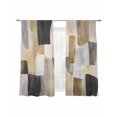 thumbnail image 2 of Abstract Color Block Sheer Curtains 63 Inches Long 2 Panels Grey Brown Oil Painting Style Geometric Light Filtering Semi Sheer Window Curtains Drapes for Bedroom Living Room 52"x63", 2 of 7