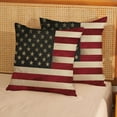 thumbnail image 2 of 4th of July Pillow Covers 18x18 Inch Set of 2, Vintage American Flag Decor Patriotic Throw Pillows Memorial Independence Day Pillowcase Outdoor Decorations Linen Cushion Case for Couch Sofa, 2 of 6