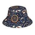 thumbnail image 3 of Daiia Nautical Pattern Bucket Hat - Trendy Cotton Sun Hat for Beach, Golf, Fishing - Fun Outdoor Vacation Boonie for Men and Women, 3 of 9