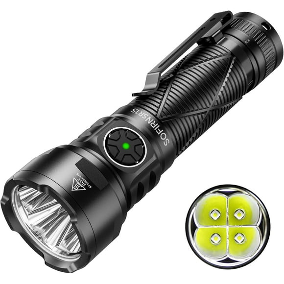 Sofirn SR15 Rechargeable Flashlight High Lumen, 4500 Lumen Super Bright Pocket Flashlight with Magnetic Base & IP68 Waterproof, Long Beam Distance EDC Flashlight for Emergency, Repair, Camping, Hiking
