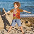 thumbnail image 3 of FORMRS Boys Rash Guard with Short Sleeves UPF 50+ Swim Shirts Sizes 3-12T, Orange Abstract Floral, 3 of 6