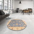thumbnail image 4 of Ahgly Company Machine Washable Indoor Round Abstract Rose Dust Purple Area Rugs, 5' Round, 4 of 7