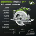 thumbnail image 5 of Greenworks 24V Cordless Brushless 400 in-lbs Drill/Driver + 6.5" Circular Saw, 4,800 RPM, Cutting Depth 45°/90° ,w/(2) 2.0Ah USB-C Batteries,12000mAh Power Bank and 65W 3-Port USB-C Fast Charger, 5 of 20