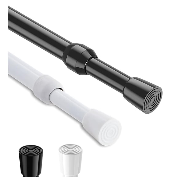 2 Pack Tension Shower Curtain Rod 16-28 Inches for Bathroom,Window,Non-Slip,Adjustable Spring Rod Extendable Tension Rod for Closet,Doorway,No Drilling (Black&White)