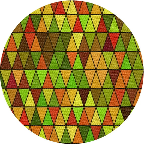 Ahgly Company Indoor Round Patterned Pistachio Green Area Rugs, 5' Round