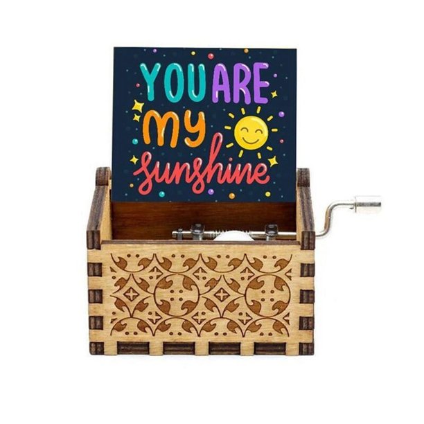 You Are My Sunshine-caja de música con impresión a Color, manivela de mano de madera, regalo de cumpleaños, Día de San Valentín, regalo de Navidad, nuevo