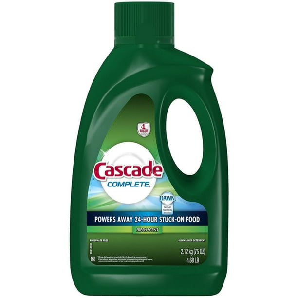 6 Pack Cascade Complete Gel Dishwasher Detergent, Fresh Scent 75 oz