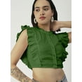 thumbnail image 4 of Moomaya Button Down Solid Cotton Crop Top, Frilled Sleeve Tops Summer Clothing, 4 of 8