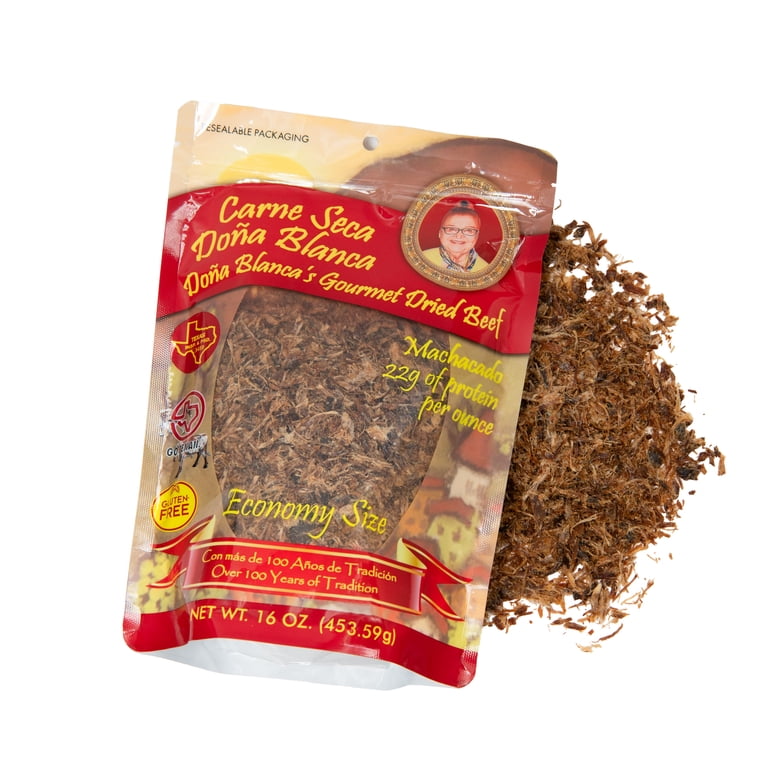 Dona Blanca Carne Seca Shredded Beef Jerky 16 oz. - Gourmet Dried Beef with  Kosher Sea Salt
