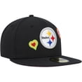 thumbnail image 3 of Men's New Era Black Pittsburgh Steelers Chain Stitch Heart 59FIFTY Fitted Hat, 3 of 6