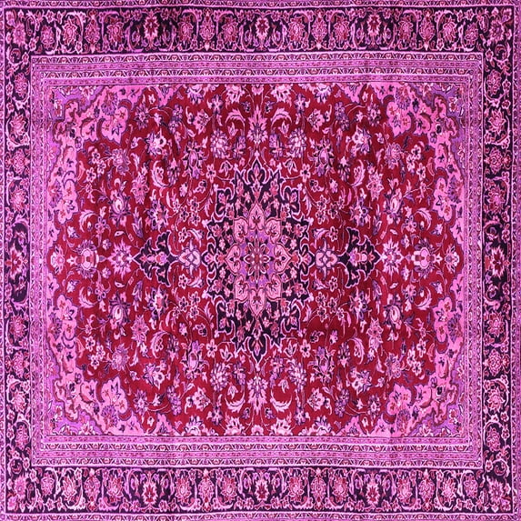 Ahgly Company Indoor Square Medallion Pink Traditional Area Rugs, 4' Square