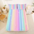 thumbnail image 4 of Manfei Cartoon Rainbow Bed Sheets, Dreamy Starry Sky Full Size Sheets, Blue Purple, 4-Piece, 1 Flat Sheet, 1 Fitted Sheet and 2 Pillowcases, 4 of 6