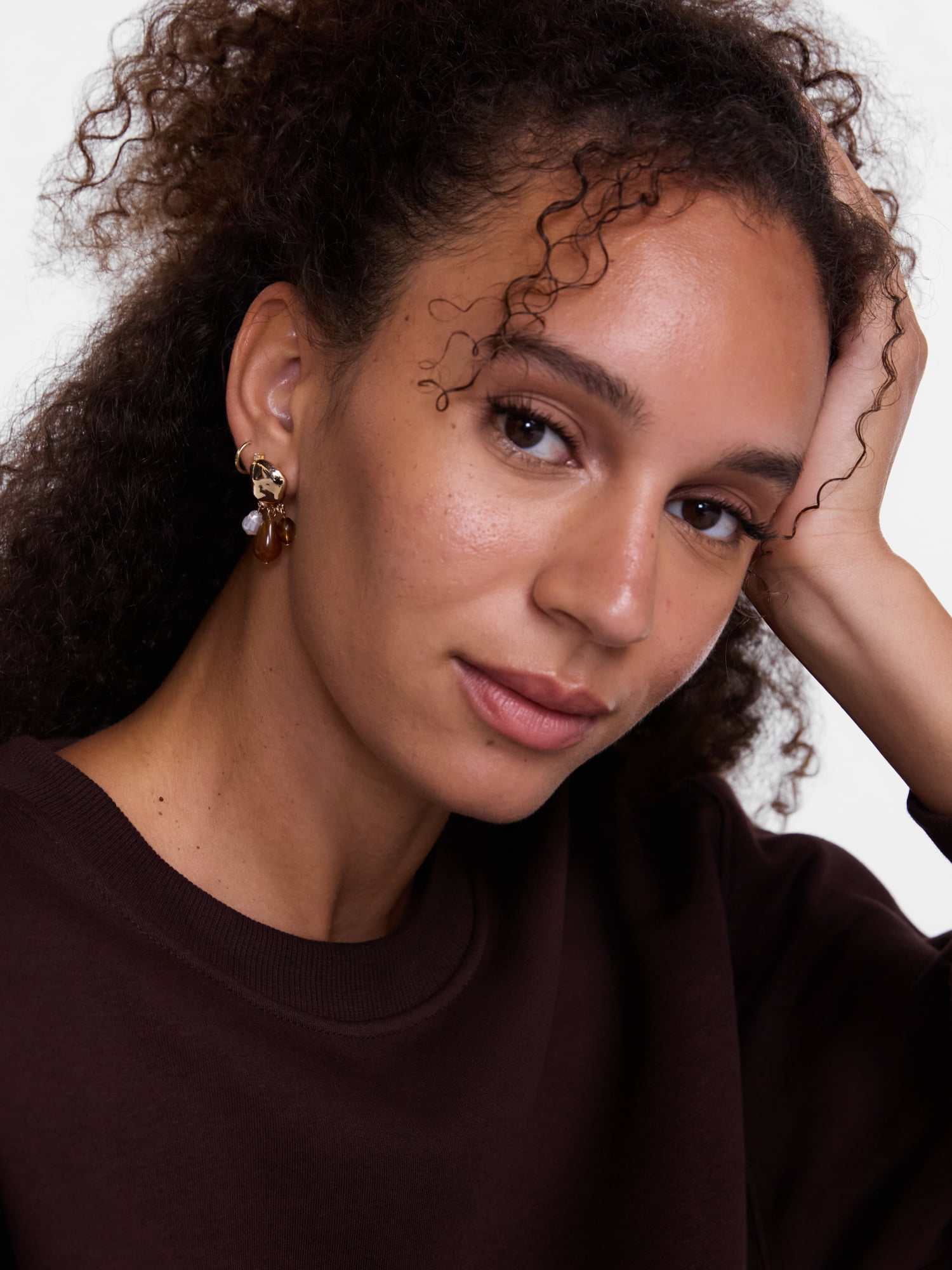 Scenario Women's Gold-Tone Stud and Drop Earrings Set, 3-Pair