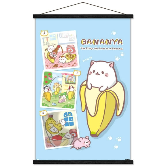 Bananya - Collage Wall Poster with Magnetic Frame, 22.375" x 34"