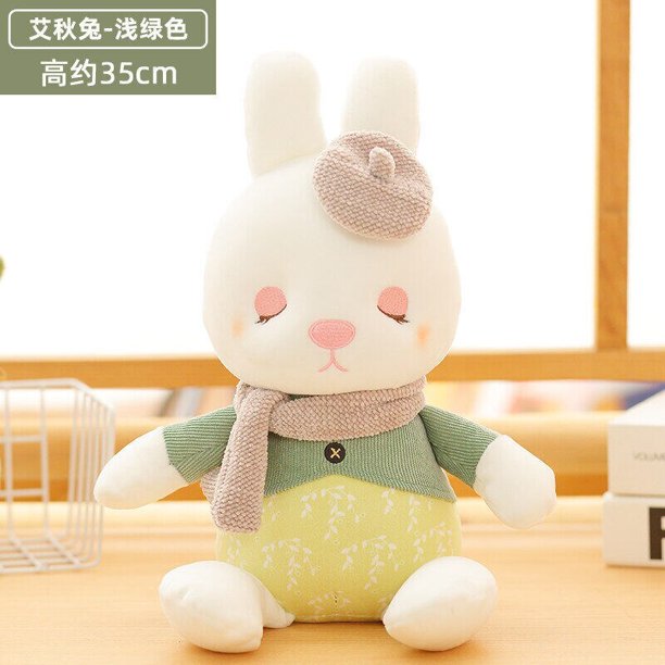 Lovely Aiqiu Rabbit Plush Toy / Cute Rabbit with Scarf and Hat / Girl's Birthday Gift / Home Decorationgreen35cm Deng Xun unisex
