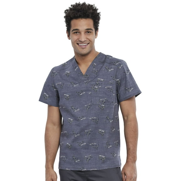 Cherokee Prints Men Scrubs Top V-Neck CK692