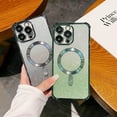 thumbnail image 3 of for iPhone 13 Pro Max Case Compatible with MagSafe, [Shockproof Edge Protection + Camera Lens Protector], Magnetic Glitter Clear case for iPhone 13 Pro Max Phone Case for Women/Men(Green), 3 of 9