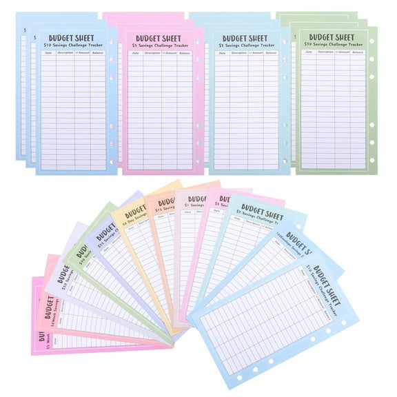IDEANATEGRATE 48Pcs Assorted Color Rectangular Money Saving Challenge Sheets Finance Tracking Motivation Maintenance