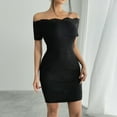 thumbnail image 1 of LOVZFMLL Ladies' Lace One Neck Off Shoulder Short Sleeved Dress Black L, 1 of 7