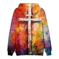 thumbnail image 4 of Men's Loose Fit Hoodie with Cross Print, Casual Long Sleeve Pullover Sweatshirt, Soft Fleece Streetwear for Fall Winter, Christmas Holiday, Daily Comfort,Orange,6XL, 4 of 5