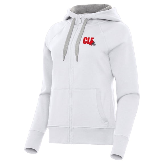 Women's Antigua White Cleveland Browns Victory Full-Zip Hoodie