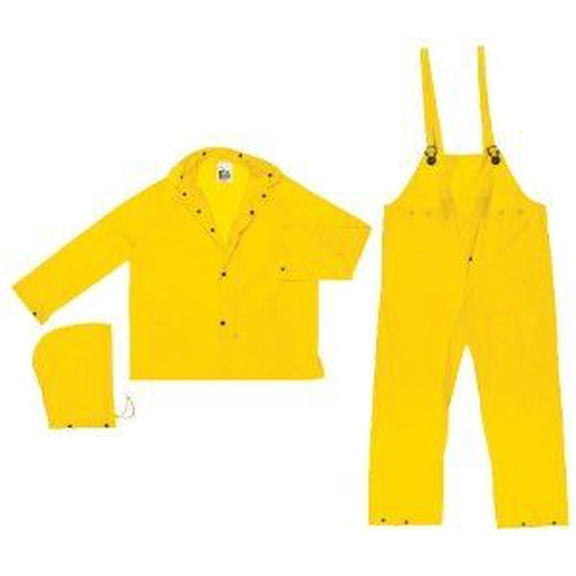 River City Garments(R) 3X Yellow Squall .20 mm PVC Disposable 3 Piece Rain Suit (Includes Jacket With Front Snap Closure, Detached Hood And Snap Fly Bib Pants)