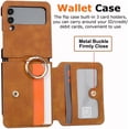 thumbnail image 3 of for Samsung Galaxy Z Flip 4 Case with Card Holder, [Retractable Hinge Cover] All-Round Protection Premium PU Leather Hard PC Back Cover with Ring Wallet Phone Case for Z Flip 4 2022 - Brown, 3 of 13