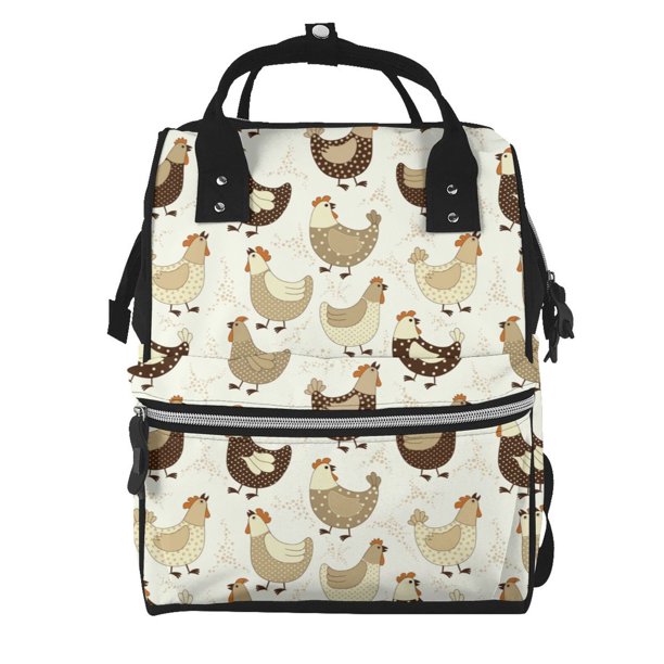 Easygdp Funny Chicken para Bolsa de Bebé de Gran Capacidad con Múltiples Bolsillos, Bolsa de Pañales para Padres, Bolsa de Viaje Organizada y Elegante