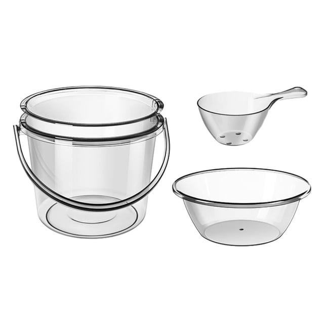 Juego de Cubo de Agua, Cubo de Almacenamiento de Agua Portátil con Cuchara de Lavabo, Cubo de Pesca, Cubo de Baño para El Hogar, Cubo de Lavandería Pa Claro con tapa