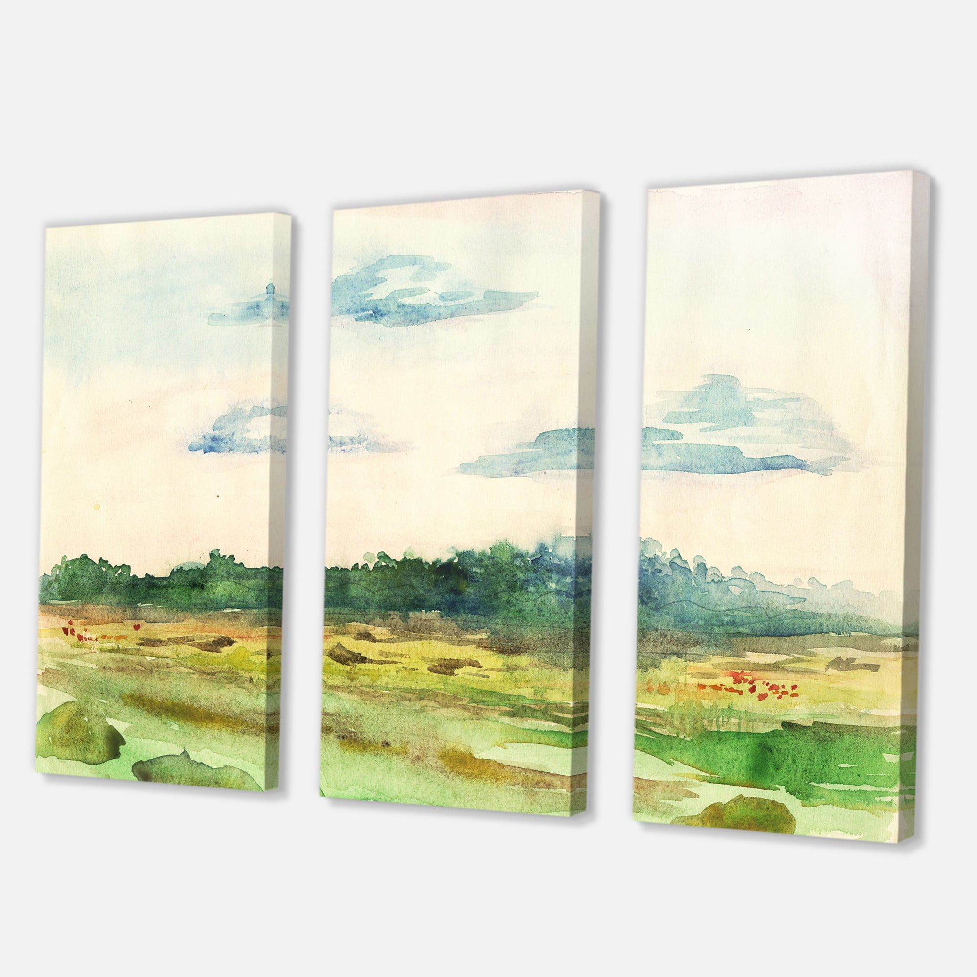 Summer Landscape Of Green Blossoming 28 in x 36 in Painting Canvas Art Print, by Designart