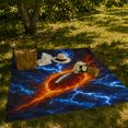 thumbnail image 7 of Fiery Football Electric Lightning Storm Sports Fan, Mystical Celestial Scene, Warm Flannel Blanket for Living Room and Bedroom, Celestial Art Lovers Housewarming Gift, Celestial Home Decor, 7 of 7